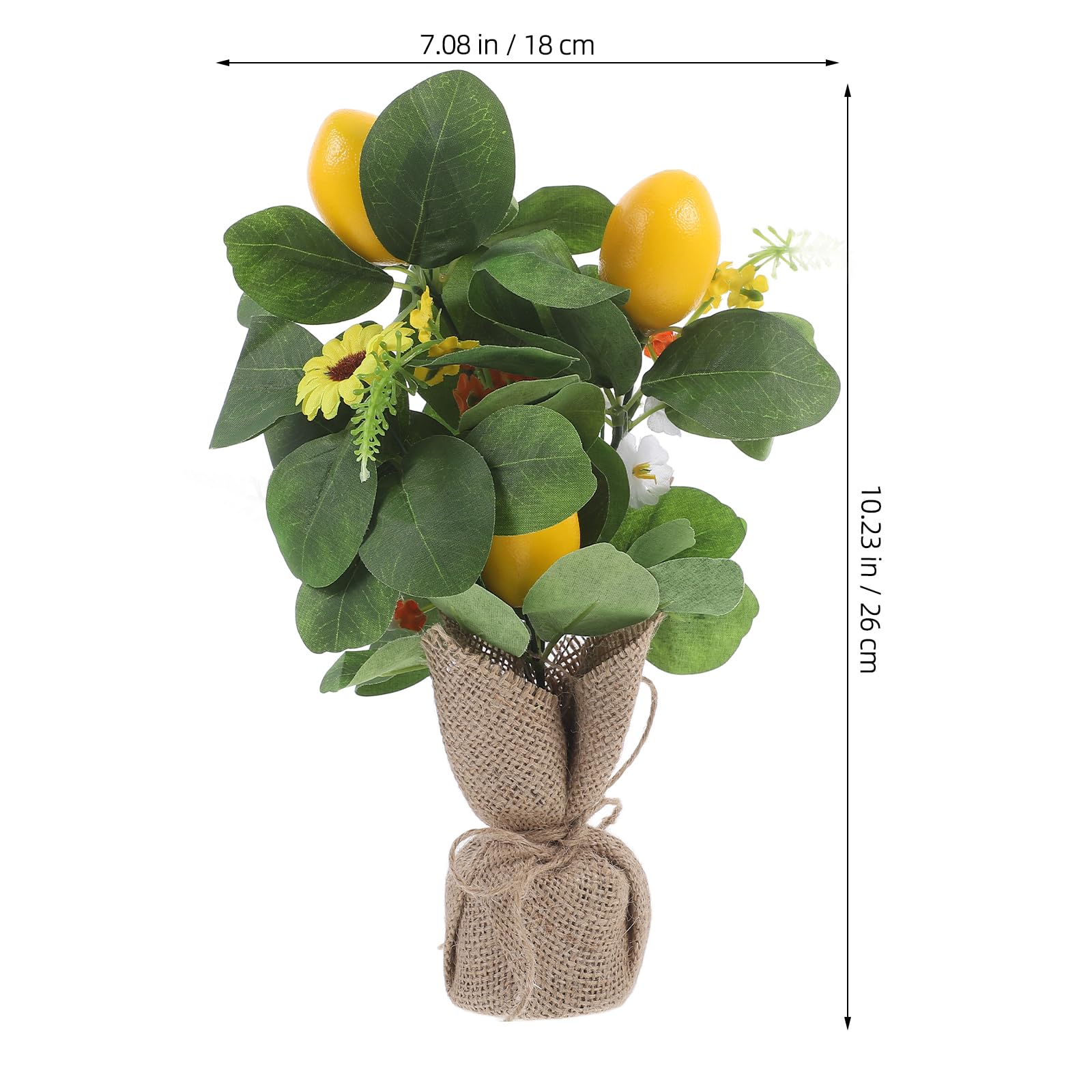 LOGOFUN Artificial Lemon Tree Fake Lemon Plant with Hemp Cloth Base Plastic Lemon Fruit Tree for Home House Office Desktop Decor
