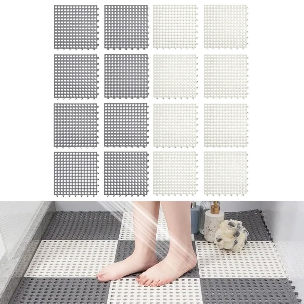 Tapis de sol en polypropylène gris drainant pour garage et extérieur