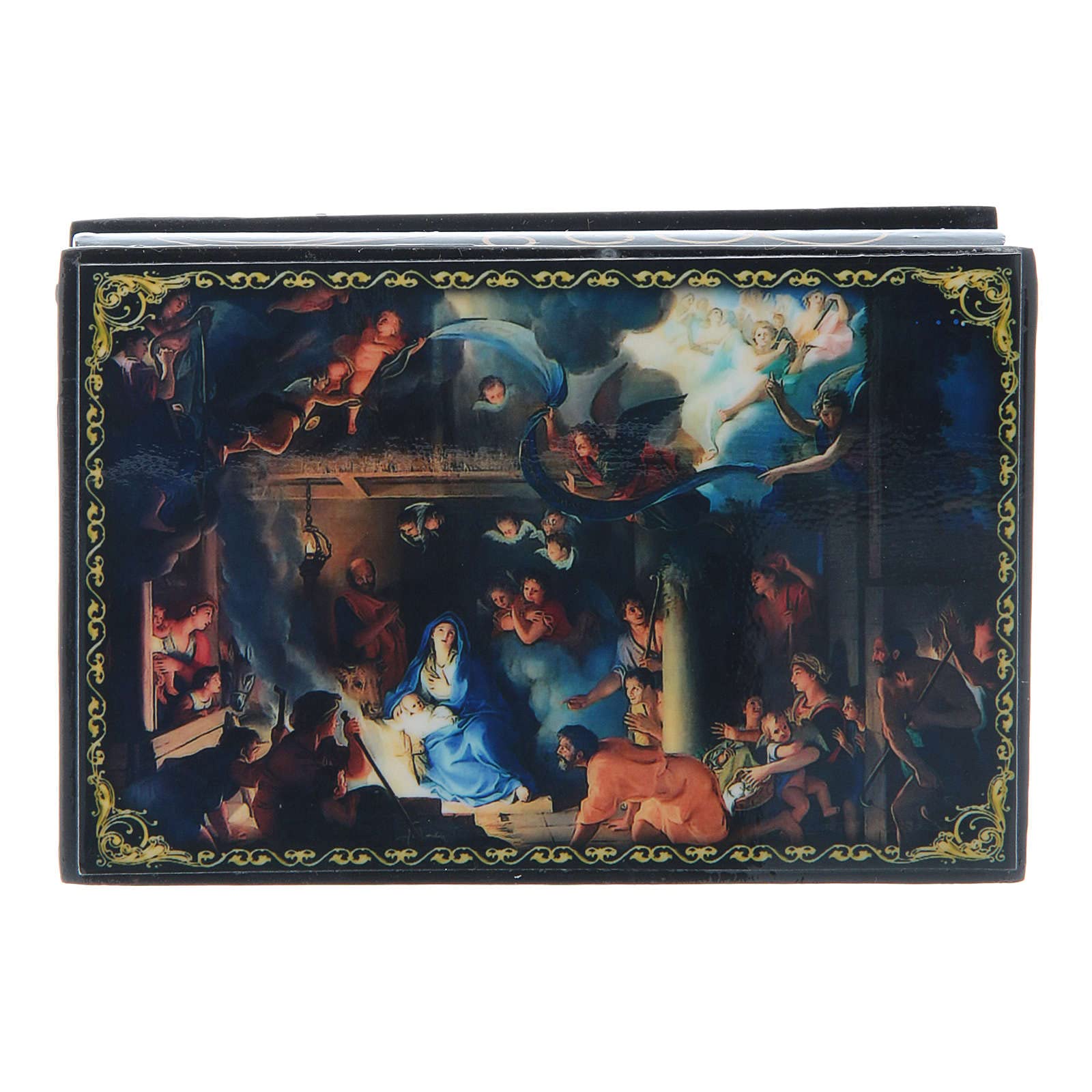 Russian Lacquer Box, Nativity and Adoration of The Magi 9x6 cm