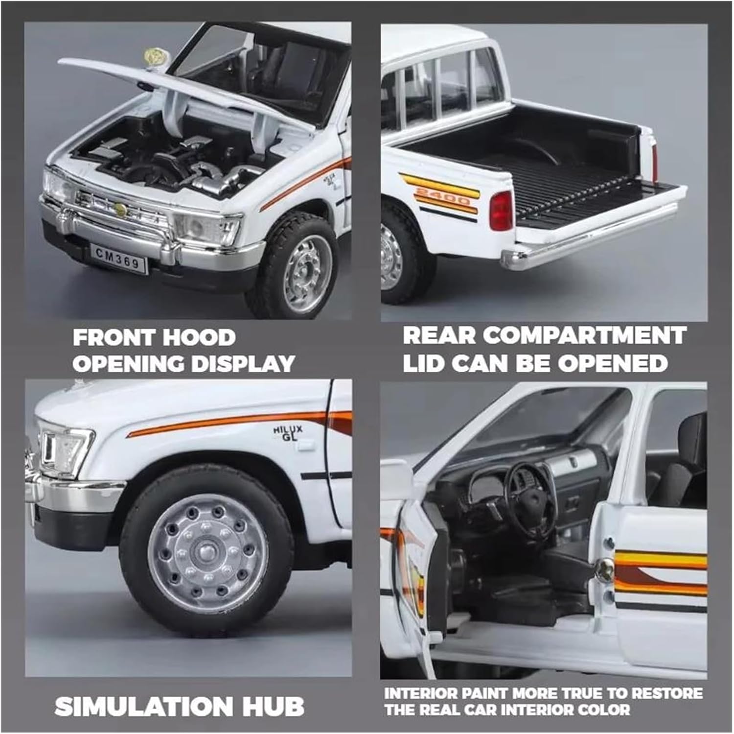 Diecast Model 1 32 for Hilux Picku Classic Model Car Collectible Display Piece Home Office Or Shelf Decor