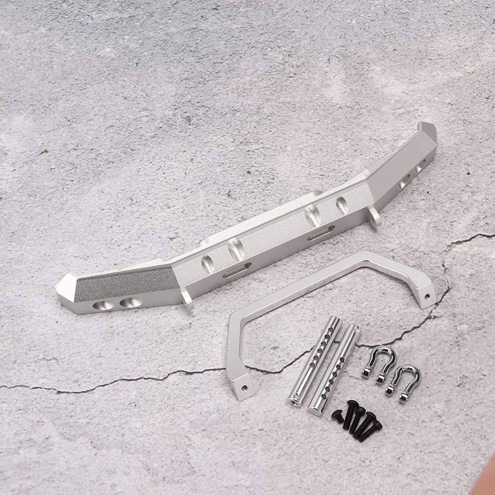Stop aluminium RC Osłona przedniego zderzaka Części zamienne do modernizacji Akcesoria do ciężarówki RGT 1/10 Overland Rock Cruiser EX86100 Czarny Srebrny Lekki Trwały (Argento B-R86025S)