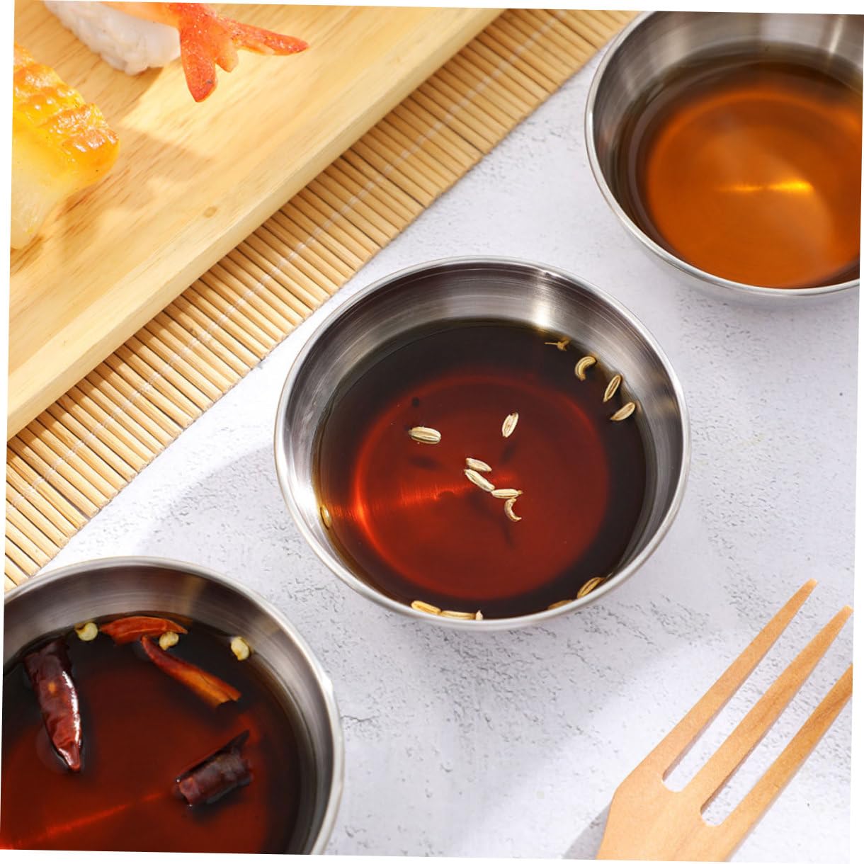 Didiseaon 4 Set Mini Piatti Tazze Di Salsa Di Immersione Cibo Insalatiera Insalatiere Contenitori Scatole Per Condimenti Piccole Scatole Di Condimento Acciaio Inossidabile Silver 6 Pezzi * 4