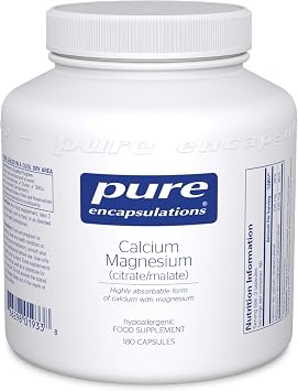 Pure Encapsulations Calcium Magnesium Citrate/Malate, 180 Capsules