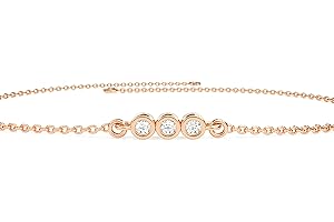 14K Solid Gold Diamond Trio Bezel Bracelet for Women