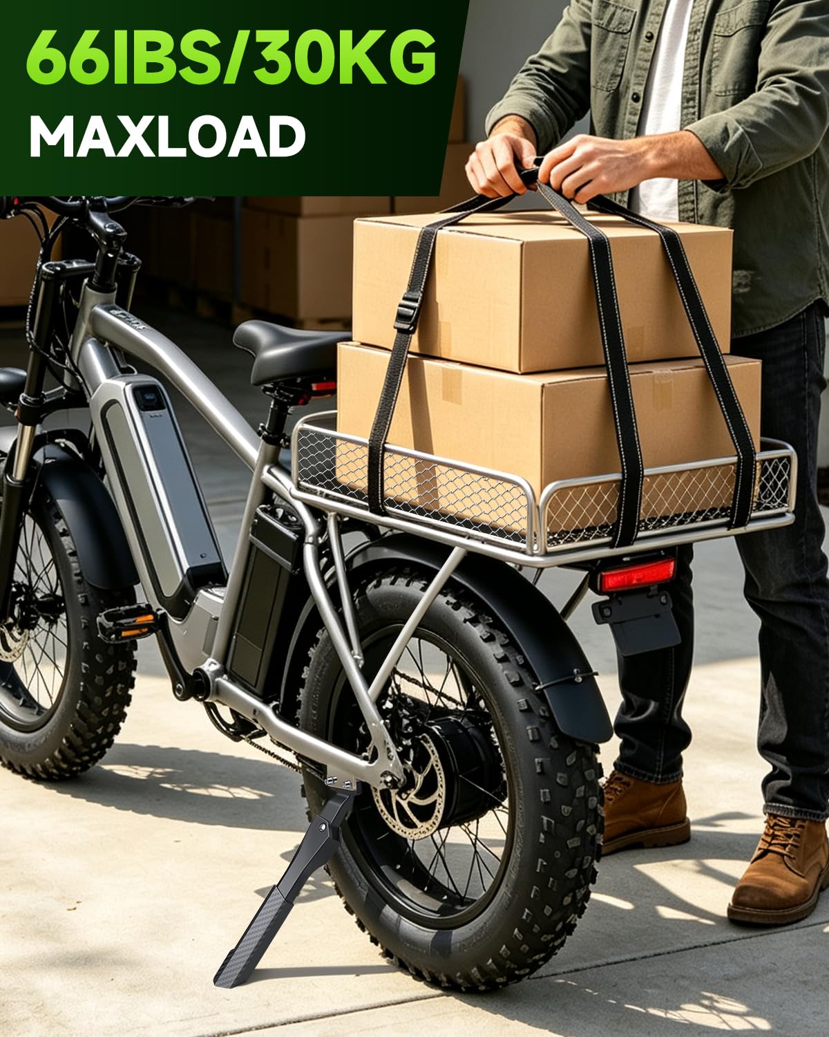 WSDCAM Cavalletto per bici elettrica, cavalletto posteriore resistente regolabile per bici da adulti, cavalletto in lega di alluminio per bici da 24"-29", mountain bike e dirt bike, 2 fori 40 mm di