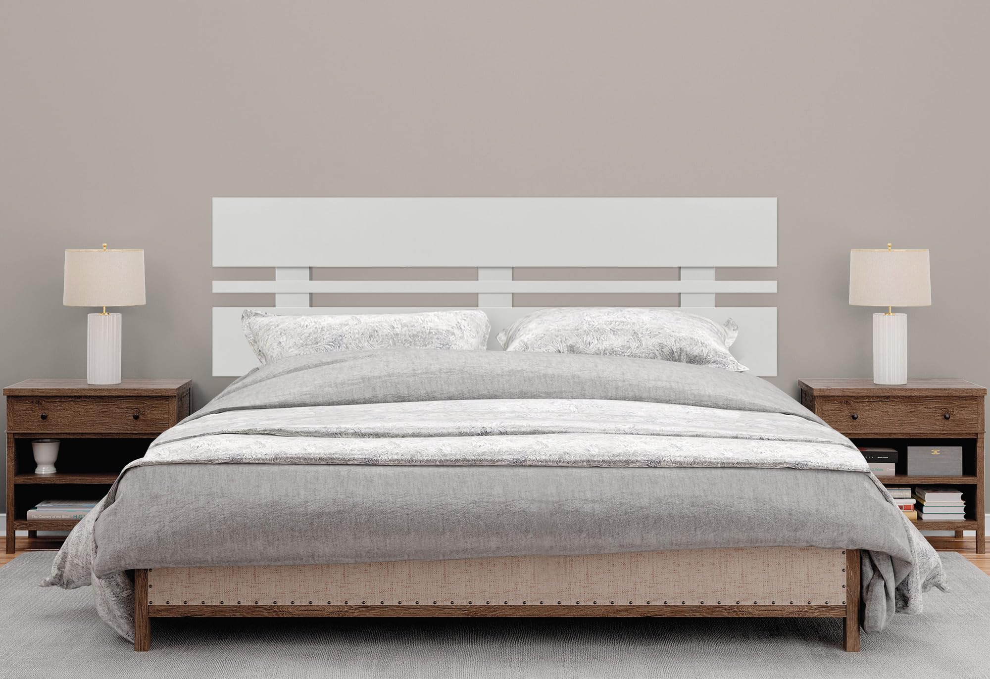 DHOME Tête de Lit en Bois MDF Recyclé Style Horizontal Large pour Lit Type Palette Quincaillerie Incluse (160x46 Horizontal Large, Blanc)