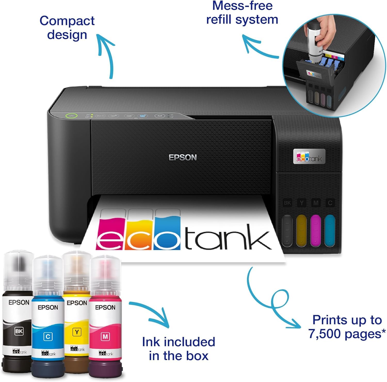 Epson EcoTank ET-2860 Ink Tank Printer | Busy Home Use | Wireless | A4 | Print, Copy, Scan | Includes up to 3 Years of Ink — view 5