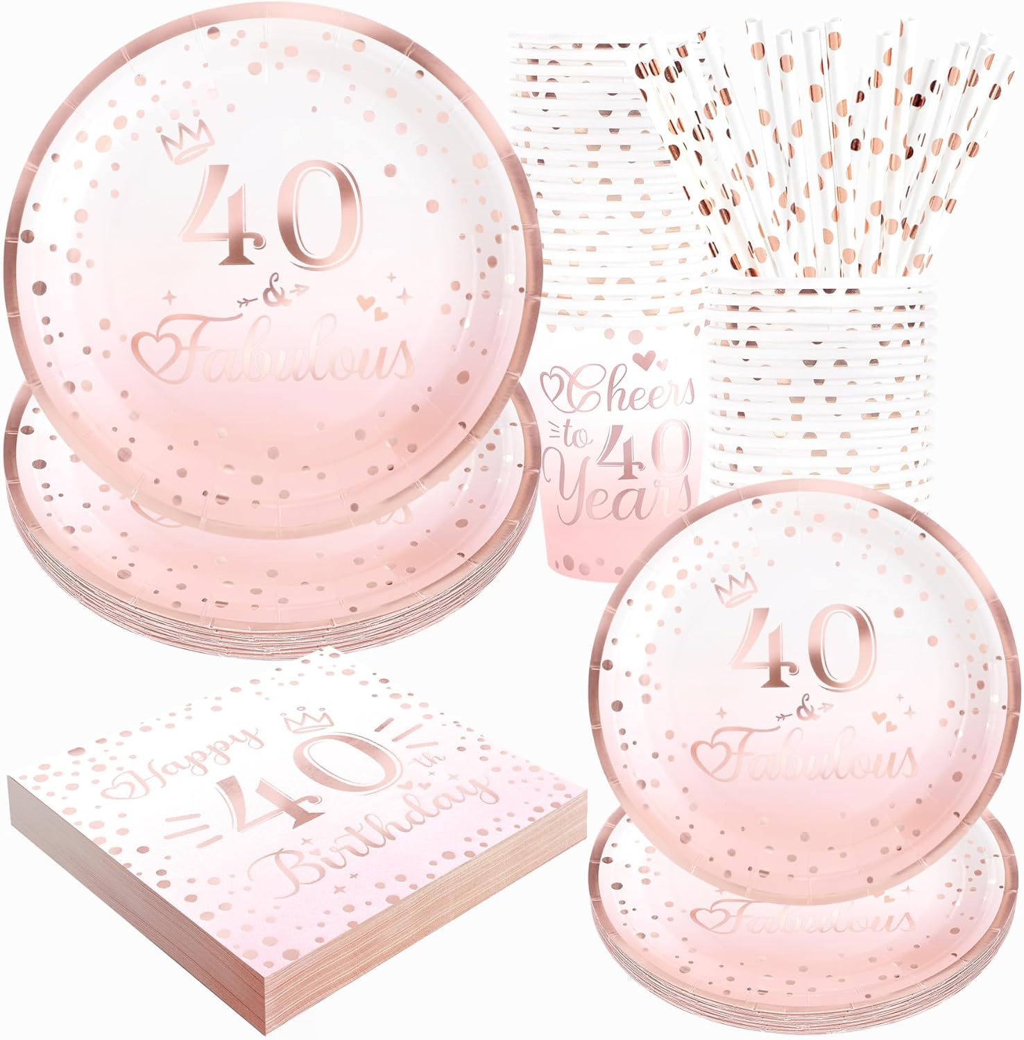 40th Birthday Decorations for Women, Rose Gold 40 Years Old