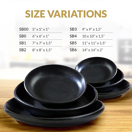 Miniatura 2 de Chamba - Plato profundo de arcilla negra, platos seguros para microondas, platos clásicos hechos a mano para servir platos, 9 pulgadas