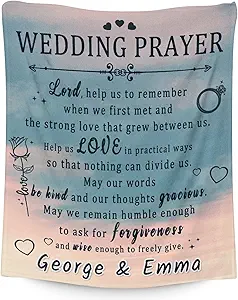 Custom Wedding Throw Blanket - Soft, Fuzzy & Warm - 50x60 Inches Marriage Prayer Blankets for Bride, Groom - Vintage Throws Gifts for Newlywed Couples