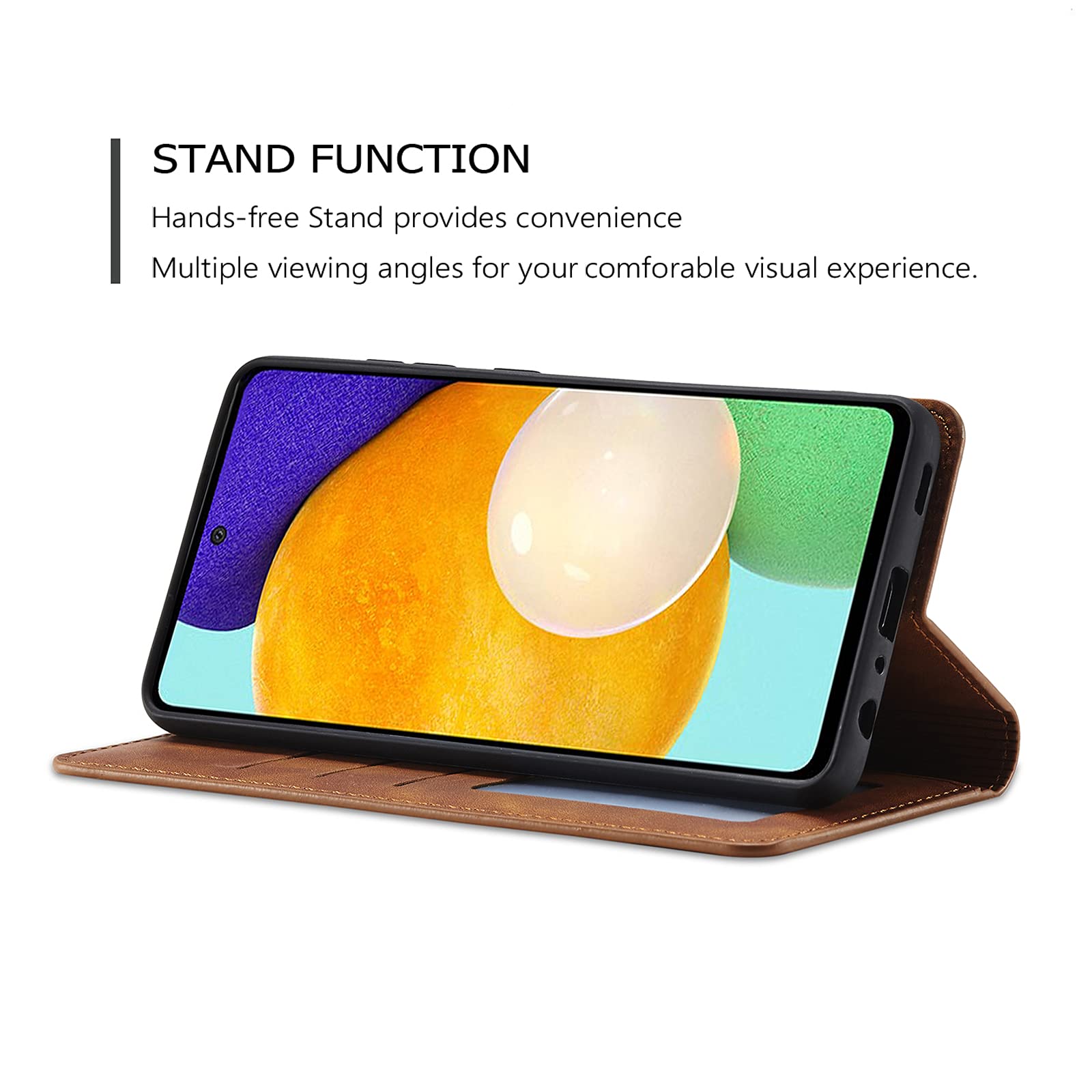 QLTYPRI Etui do Samsung Galaxy A52 4G/5G/A52S 5G, wysokiej jakości skóra PU, pokrowiec z TPU, zderzak z uchwytem na karty, podpórka, ukryta adsorpcja magnetyczna, etui z klapką i portfelem, do Samsung