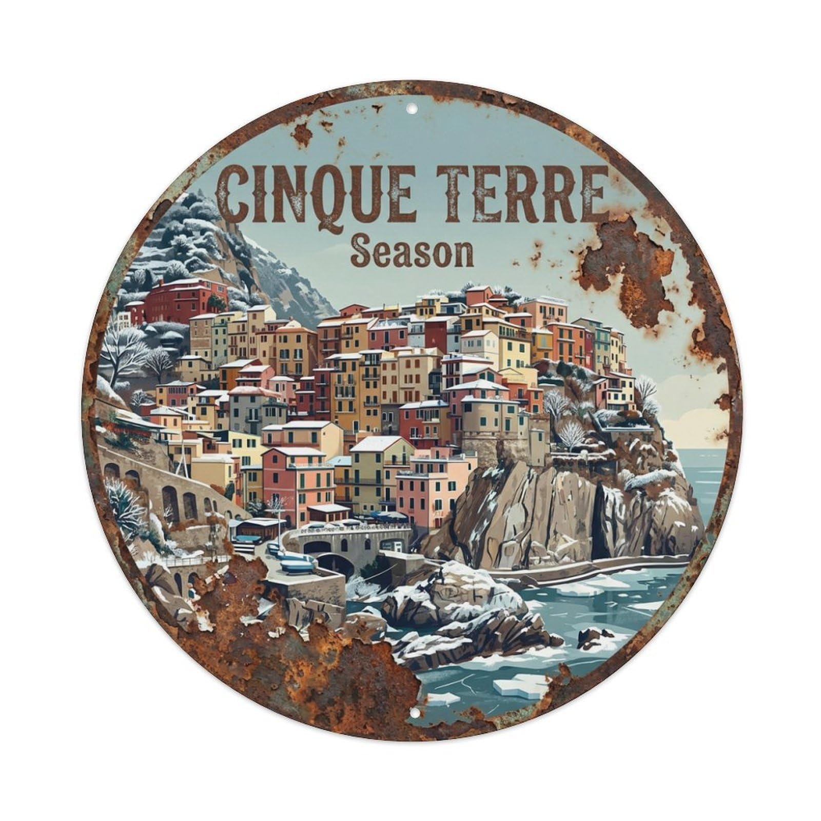 Metal Tin Sign Italy Cinque Terre Vintage Travel