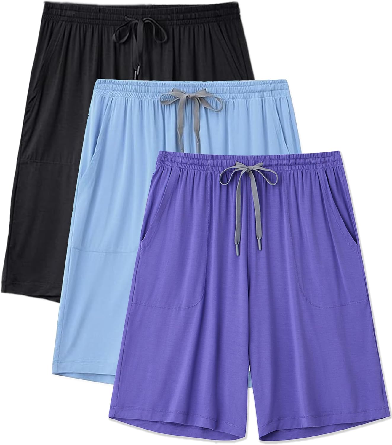 EA'S SECRET Mens Pajama Shorts Bamboo Drawstring Men's Sleep Shorts Soft Lounge Pajama Bottoms with Pockets 2 Pack