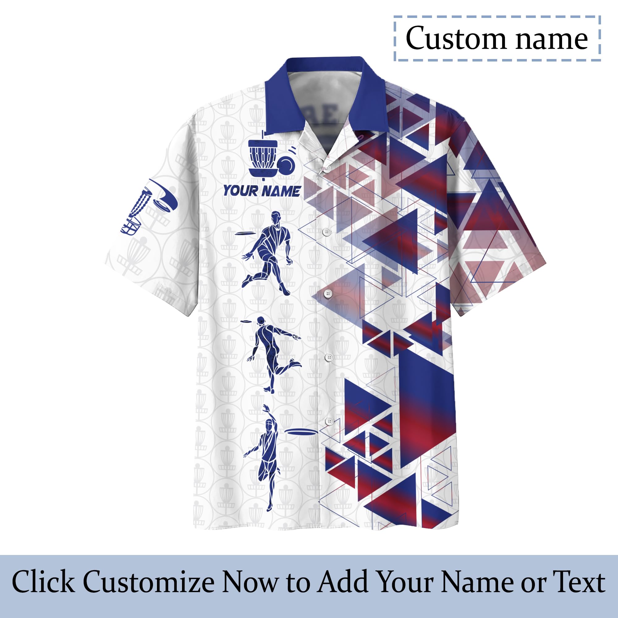 Casual Novelty Disc Golf Hawaii T Shirt Custom Geometric Disc Golf Basket Button Shirt Flying Disc Sport Hawaiian T-Shirt 5XL Multicolor