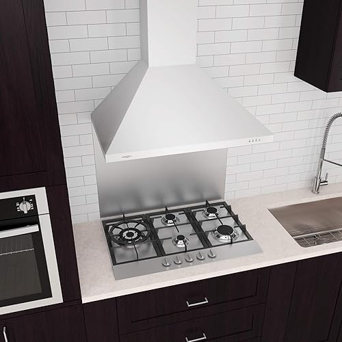 Miniatura 4 de Ancona AN-1184 WPPW430 30" 400 CFM Convertible Montaje en Pared Clásico Estilo Pirámide Campana extractora en Blanco