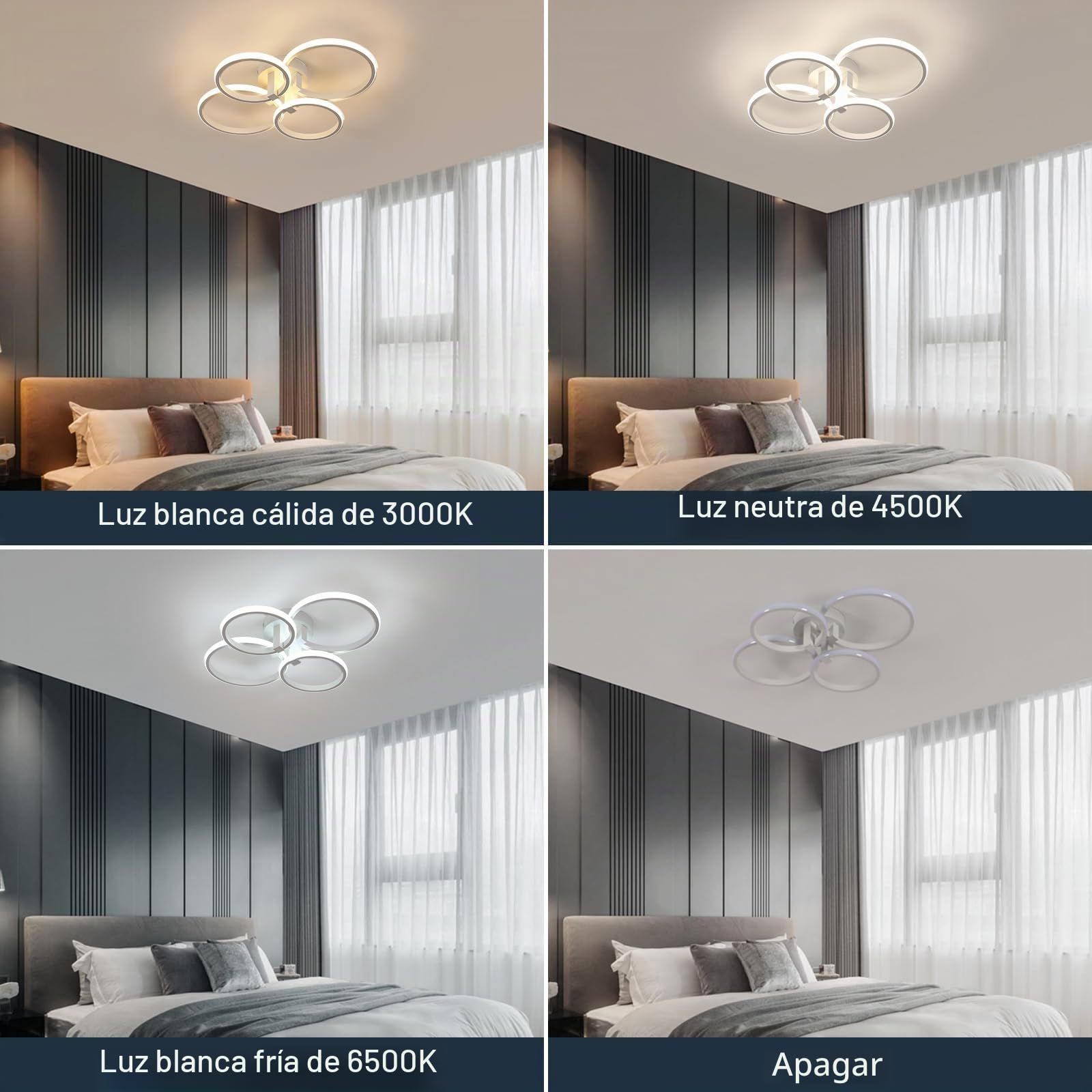 Lámpara de Techo Regulable 76W con Mando Distancia 3000K-6500K | Plafon LED Techo Redondo Modernos, Luz de Techo Salon para Sala de Estar, Dormitorio, Comedor, Cocina, Blanco