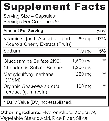 Vista 8 de NATURELO Glucosamina condroitina MSM con boswellia y vitamina C - Suplemento para comodidad, movilidad y fuerza de las articulaciones - 120 cápsulas
