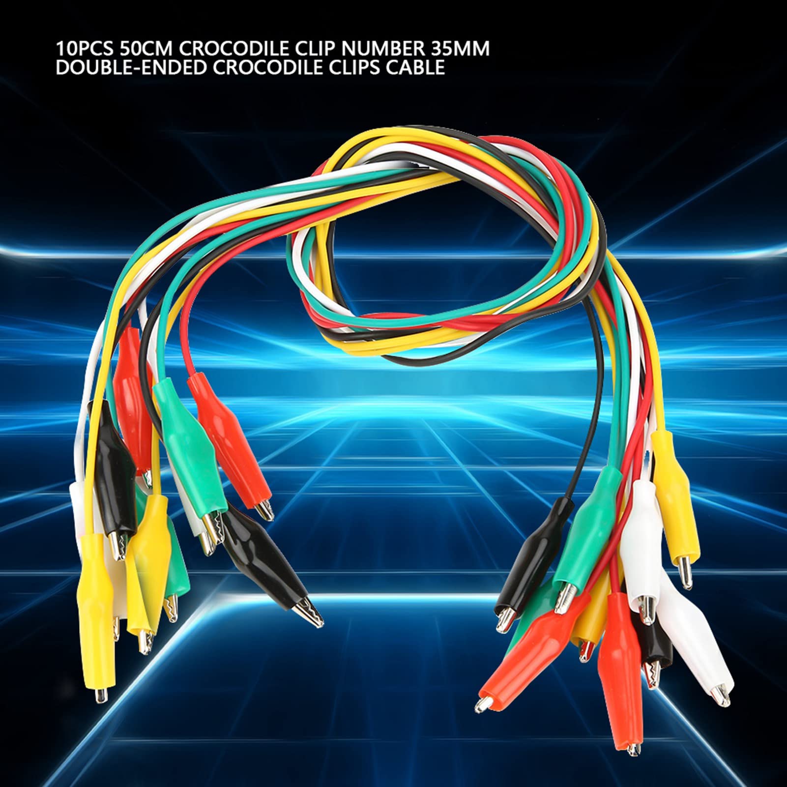 10PSC 50cm Double Ended Crocodile Clips Cable, Testing Wire Clip, Alligator Clips Wire, for Electric Circuit Connection