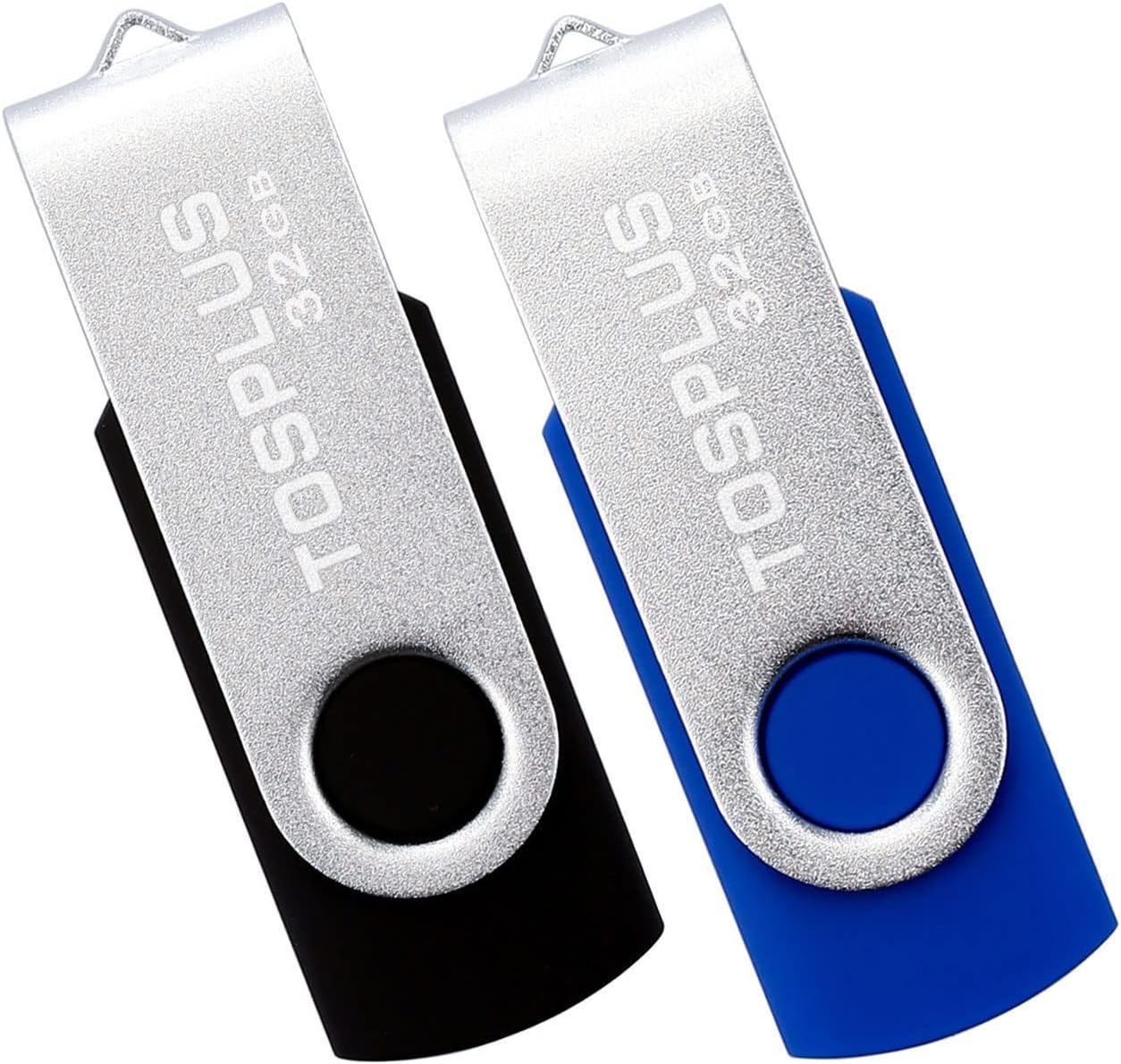 TOSPLUS 2Pack 32GB USB 2.0 Flash Drive Thumb Drives Memory Stick Jump Drive Zip Drive (Black/Blue)