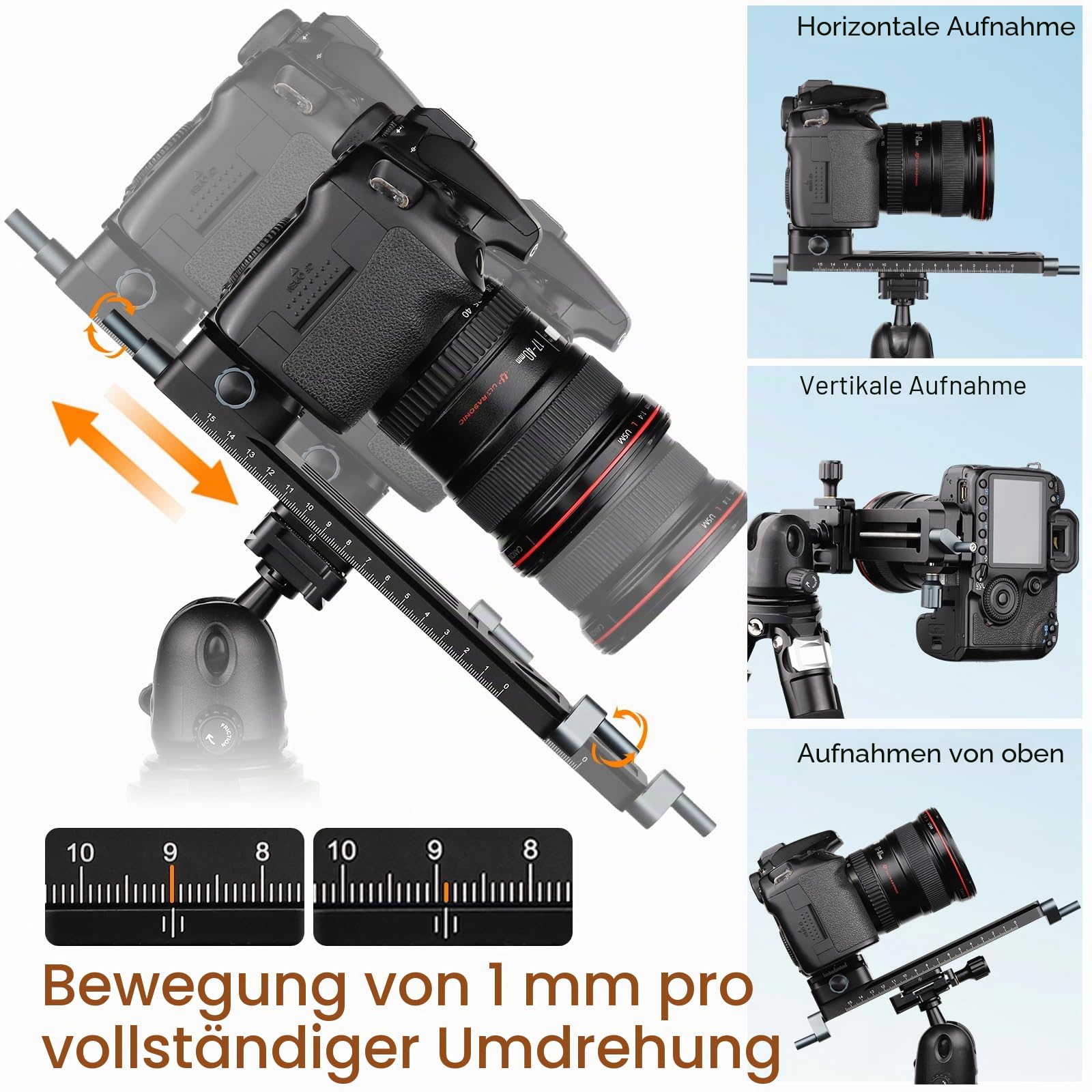 Leftfoto Präziser, stabiler Makro-Fokussierungsschienenschieber, bidirektionale Anpassung für Nahaufnahmen, Makrofotografie mit Arca-Swiss Schwalbenschwanz-Schnellwechselplatte
