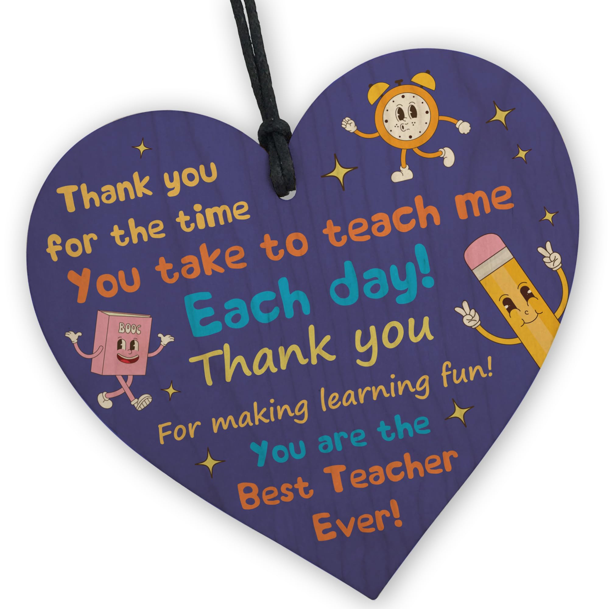 Red Ocean Gift for Teacher, Teacher Gifts, Wooden Hanging Heart, Teaching Assistant Gifts, Nursery Teacher Present, Teacher Plaque, Leaving School Gift, Nursery Gift Keepsake
