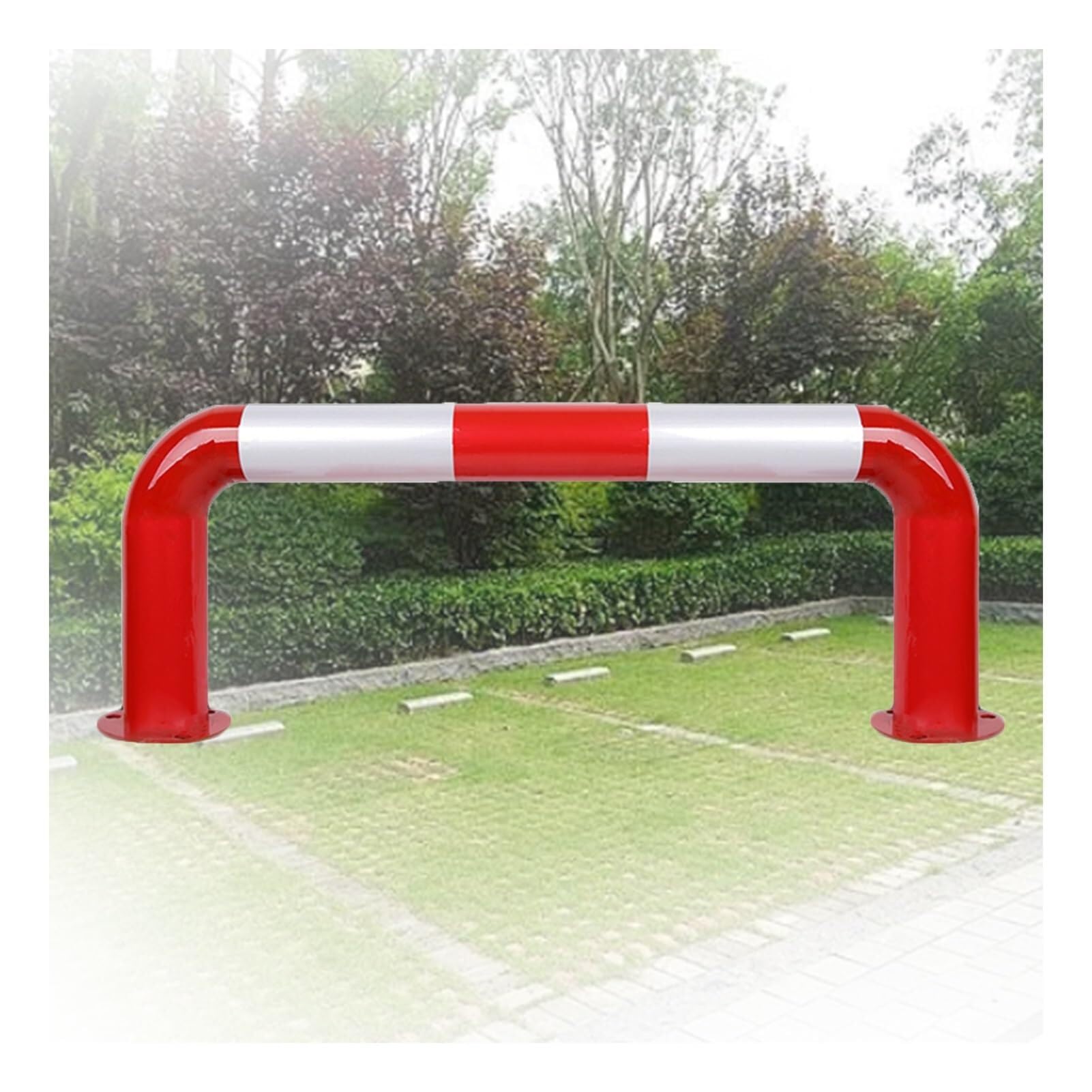 GTHTUHFD U Shape Security Bollards, Red & White Parking Space Blocker, Car Protection Post For Driveway, Garage, Warehouse,150X30Cm,80x30cm