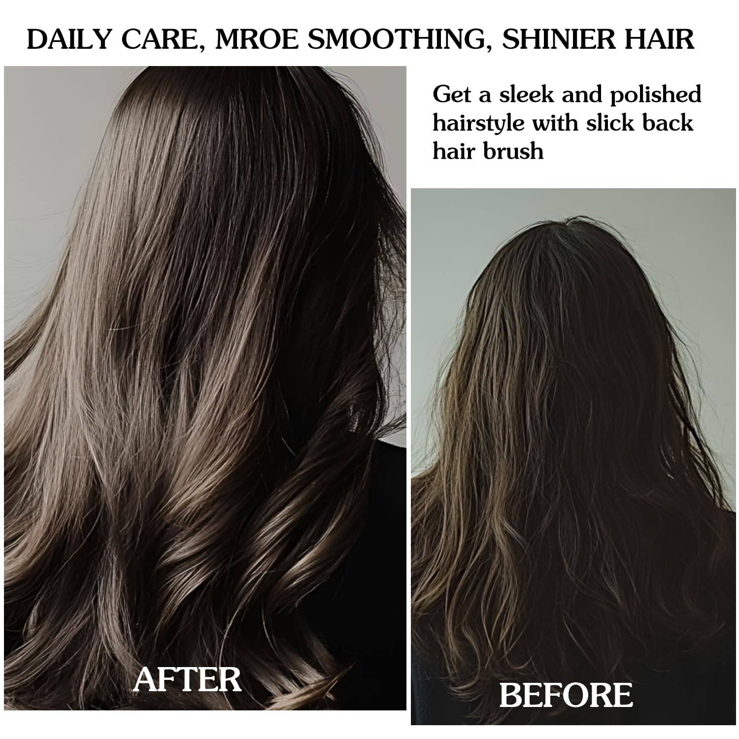 Boar Bristle Slick Back Hair Brush Set, Wooden Styling Edge Control Brush for Sleek Hair, Teasing Hair Brush and Stainless Steel Tail Comb Suitable for Women Hair & Men Beard - Image 6