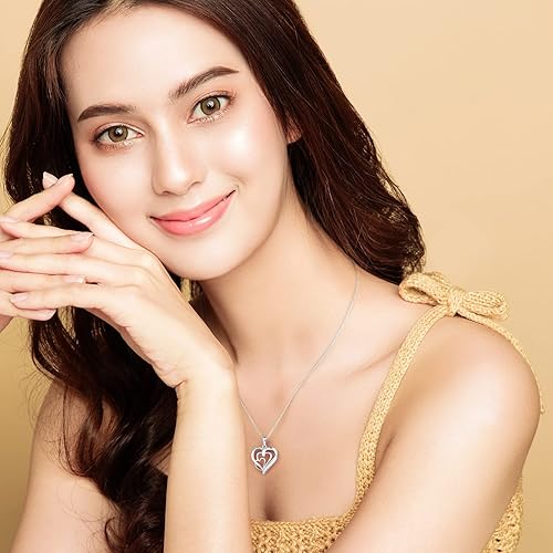 Miniatura 3 de Regalos para nieta de la abuela, collar de plata de ley 925, collar de corazón de plata de ley 925, regalos de generaciones de abuela, regalos de