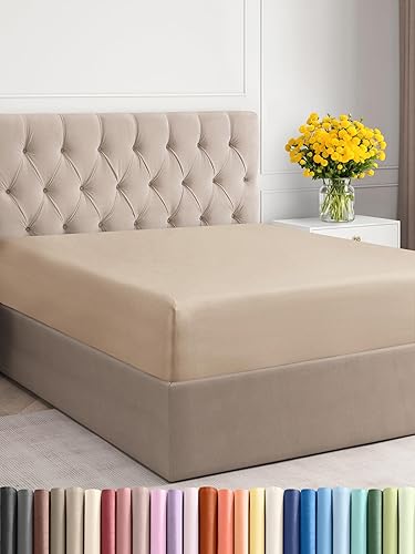 Miniatura 392 de King Fitted Bed Sheet - Bottom Single Fitted Sheet Only - Ultra-Soft Hotel Luxury Bedding w/ 8-16 Inch Deep Pockets - Breathable, Cooling & Wrinkle