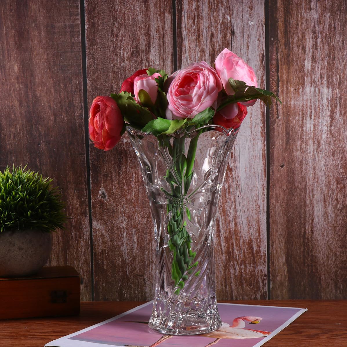 Vaso in Vetro Trasparente, Vaso Floreale a Bottiglia Stile Moderno Semplice, per Casa e Hotel, Decorazione per Composizioni Floreali e Fiori Secchi