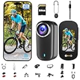 Bextgoo Action Camera, Body Camera 4K, 64GB Waterproof POV Camera IP65, Mini Body Cam with 1200 mAh Battery for Vlogging, Travel, Thumb Action Cam for Skiing Motorcycle Cycling