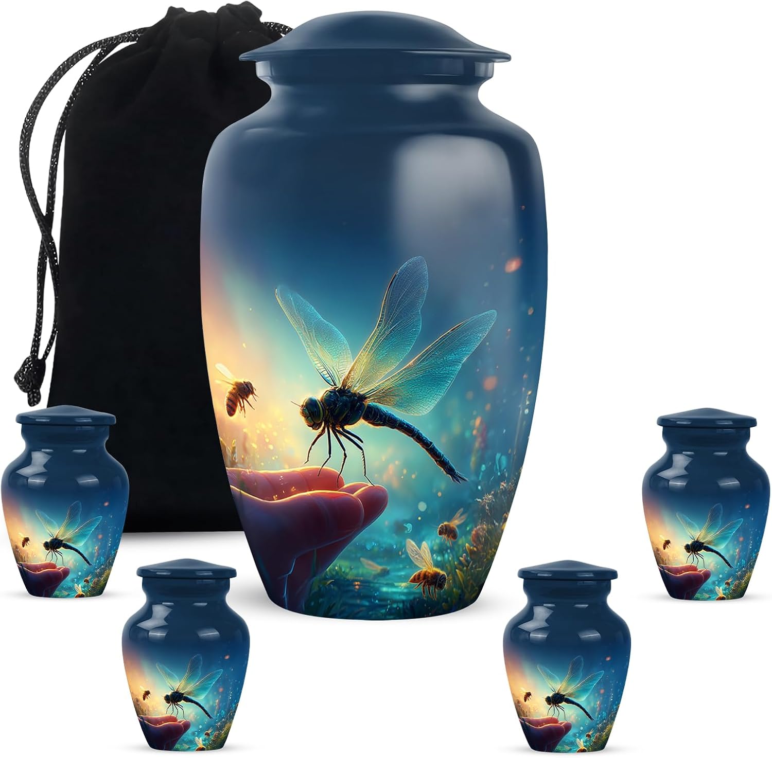 Dragonfly Urns - Urns for Human Ashes Adult Female - Large Funeral Urn for Human Ashes Adult Man - Cremation Urn for Women & Men - Decorative Funeral for Male 10 Inch