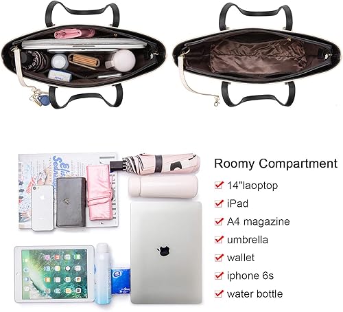 Miniatura 6 de LOVEVOOK Bolsos de mano para mujeres, bolsos de hombro, bolso tote, bolso satchel, bolso hobo, conjunto de bolso de 3 piezas