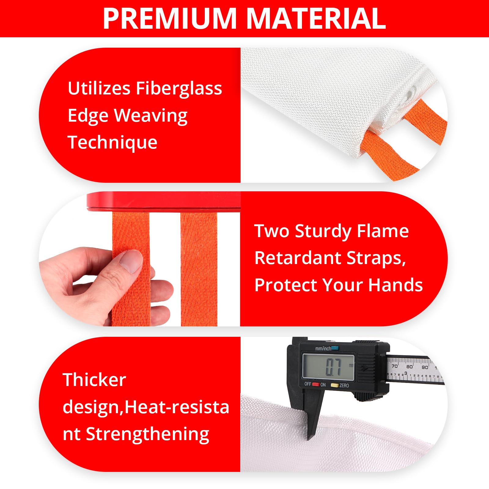 SecuCaptain Manta ignífuga de emergencia para el hogar, paquete de 2 mantas ignífugas de 60 x 60 pulgadas XL con pestañas ignífugas para casa, camping, cocina, protección contra incendios,