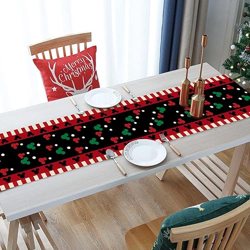 Miniatura 5 de Seliem Camino de mesa de ratón rojo y negro, divertido diseño de lunares para el hogar, decoración de cocina para el hogar, vacaciones de invierno,