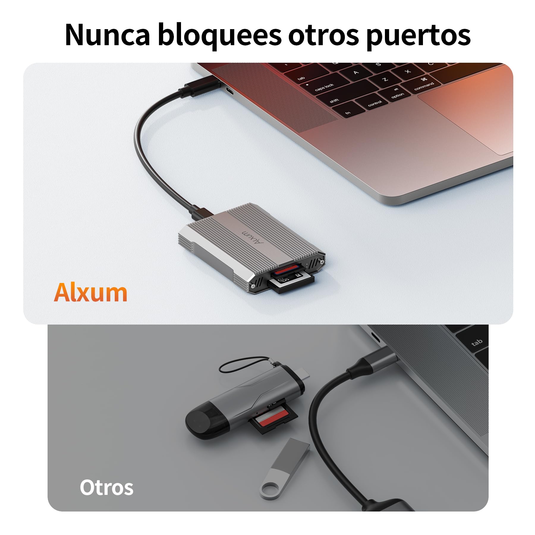 Alxum Lector Doble Ranura para Tarjetas CFexpress Tipo B y SD 4.0,10 Gbps | USB 3.2 Gen 2 SD Card Reader Compatible con Windows/Mac/Linux/Android Phone/PC,Exclusivo para fotógrafos, Play & Plug