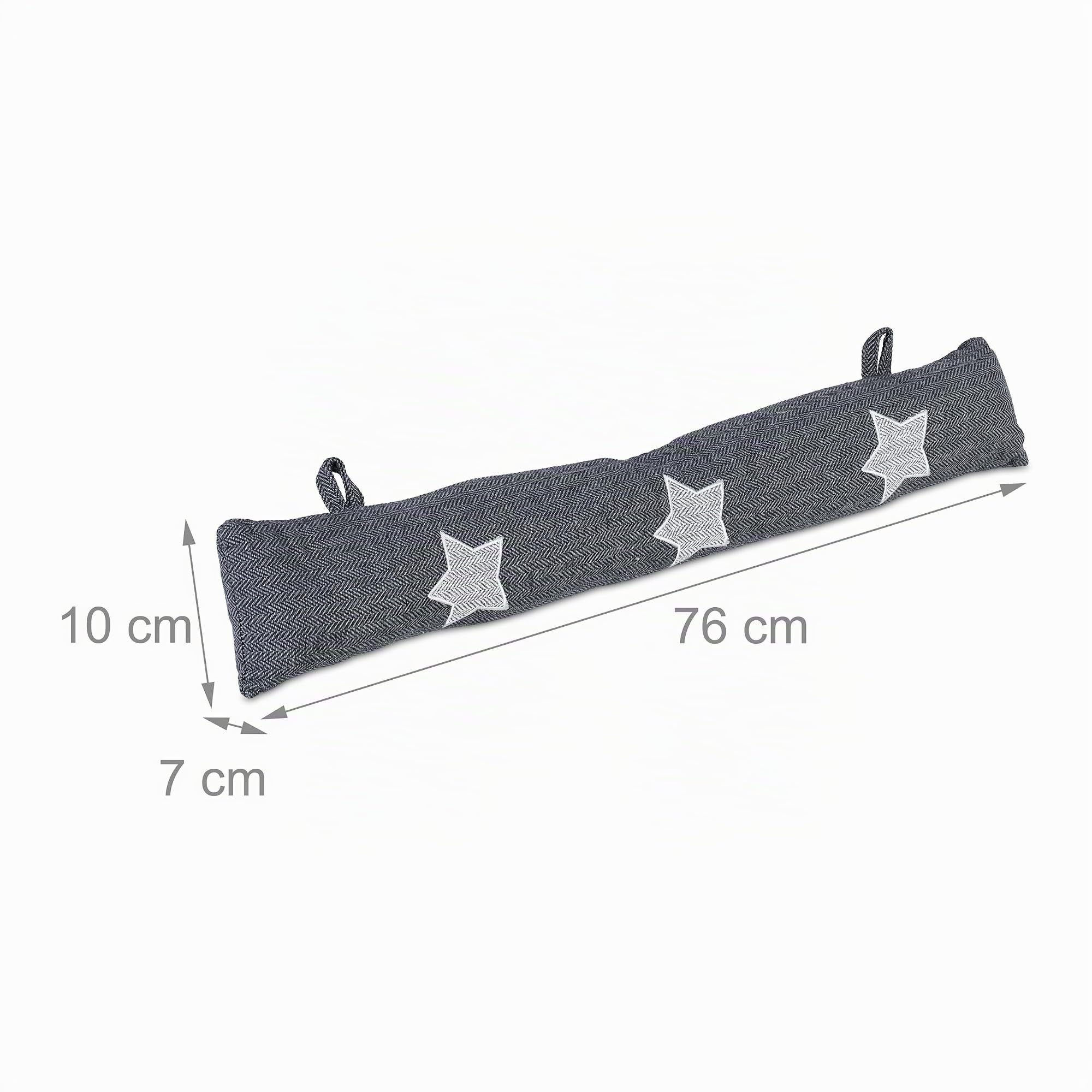 Relaxdays Paraspifferi, Parafreddo per Finestra e Porta, Salsicciotto Riempito di Sabbia, 76 cm, Design Stelle, Grigio