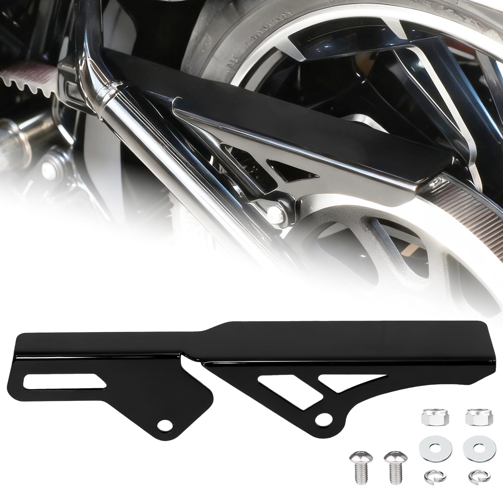 Black Rear Chain Belt Guard Cover for Harley Softail Street Bob, FXDR 114, Fat Bob, Low Rider, Low Rider S, Low Rider ST, Softail Standard, Breakout 2018-2026 M8 Engine