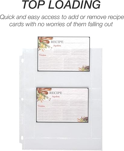 Vista 14 de Samsill Protectores de páginas para tarjetas de recetas de 8.5 x 11 pulgadas, 25 unidades, 2 hojas de carga lateral de bolsillo para carpetas de 3