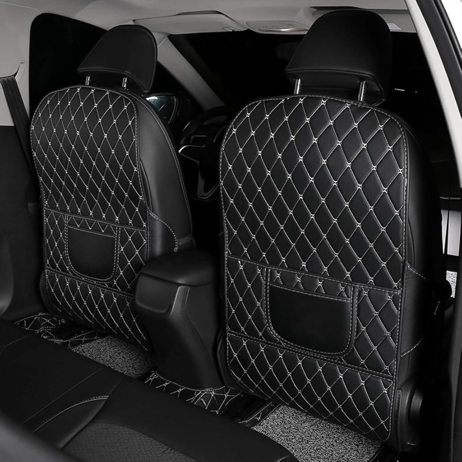 2PCS Car Seat Back Protector for OMODA 9 SHS C9 2025-2026, Proof Back Seat Cover Waterproof & Kick Pad With Storage Pockets Proof Back Seat Cover,B/Long