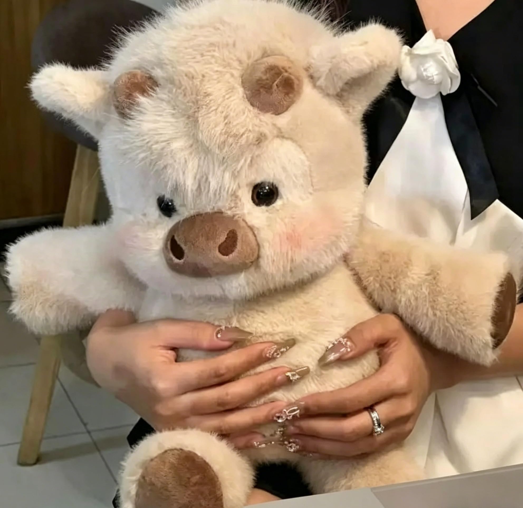 Starnearby Running Highland Cow Plush, Shaking Interactive Moving Legs Desktop Fidget Sensory Toy, Stress Relief Little Cow Stuffed Animal for Autism Kids Adults Office Bedroom Home (Light Brown)