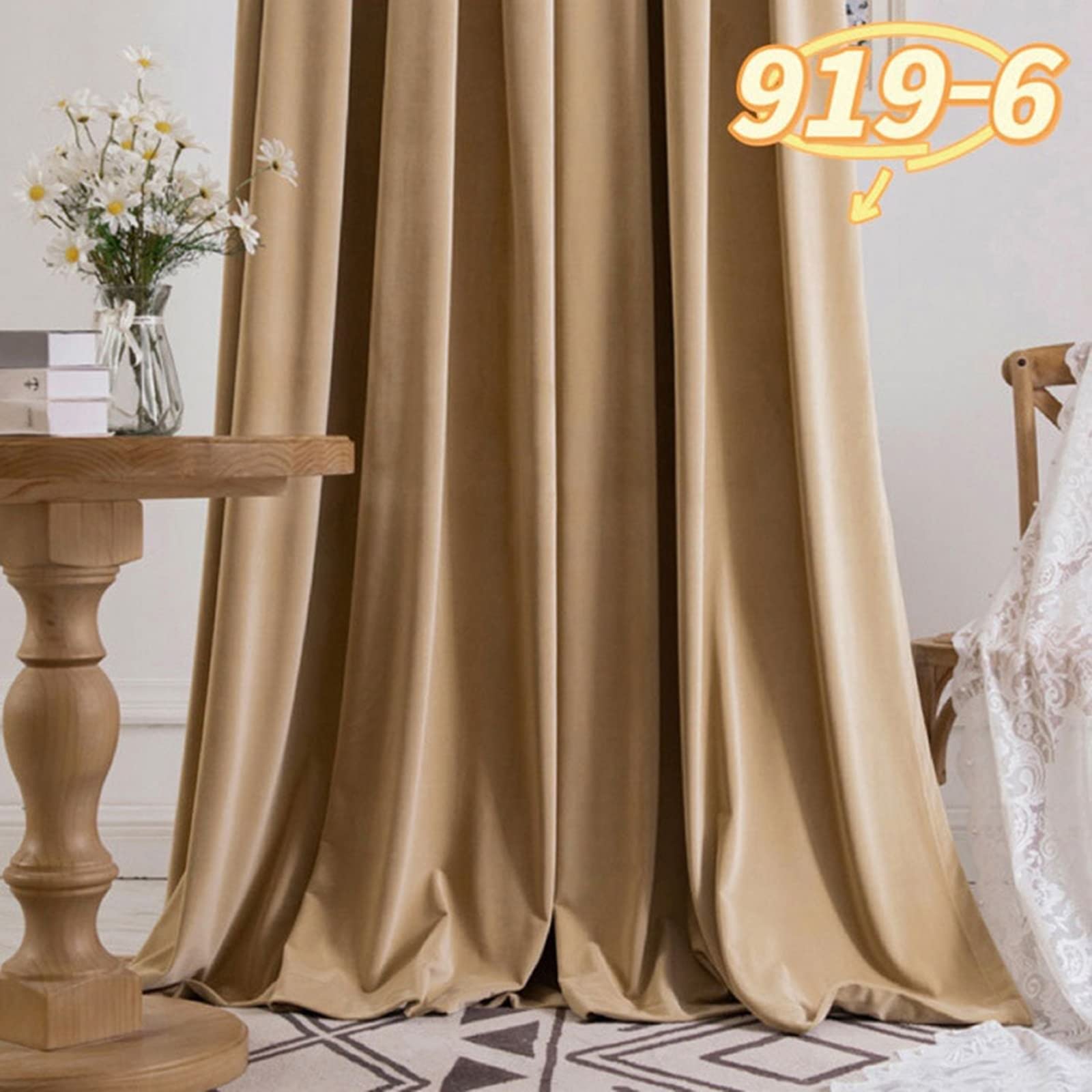Rideau Fenetre Occultant Polyester, Rideau de Fenetre Interieur Brun Couleur Unie Crochet Rideaux Salon Lot de 2 132X244CM