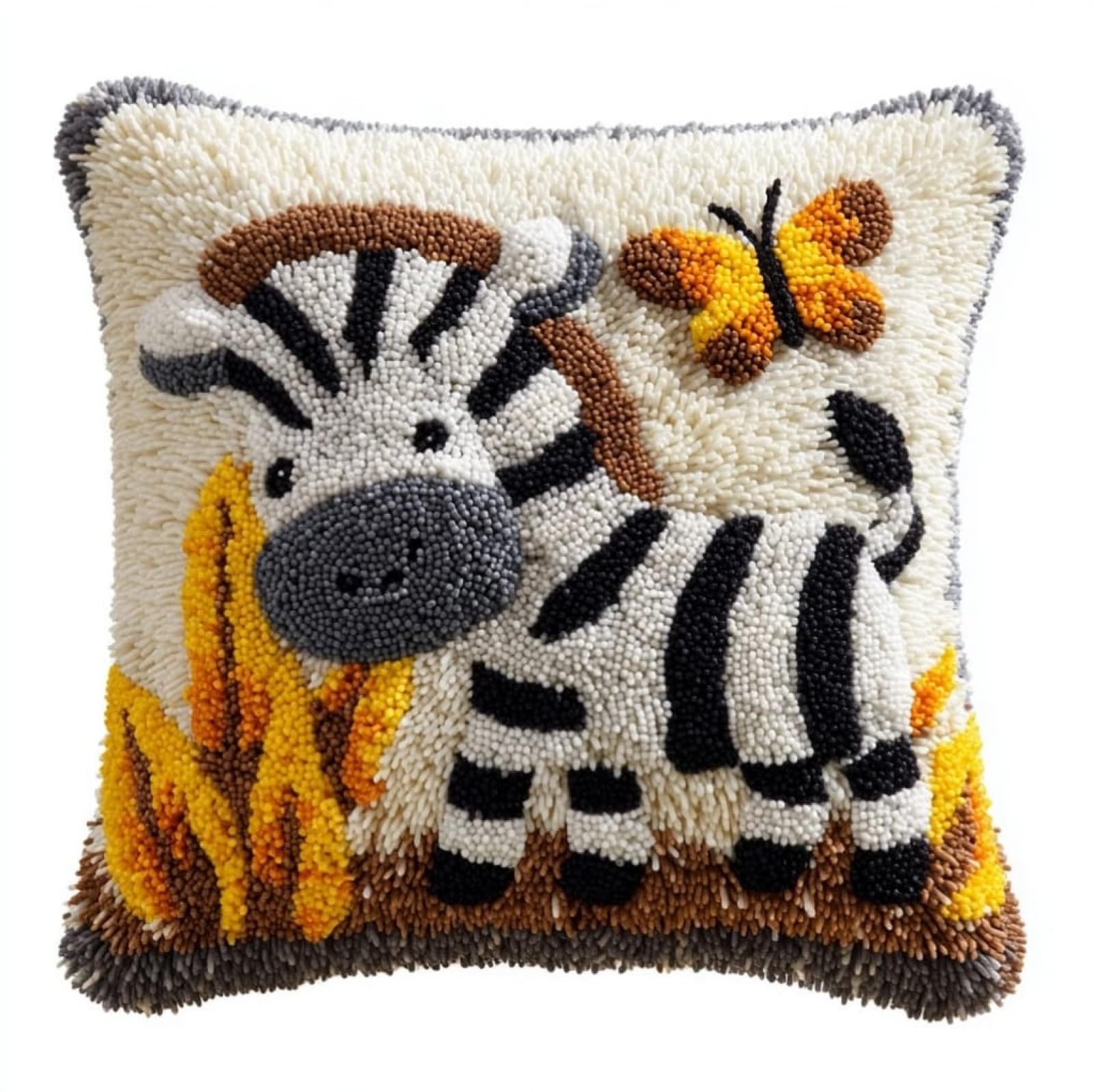 Wallustrioaw Zebras And Butterflies Pre Printed Latch Hook Kits For Adults Beginners,