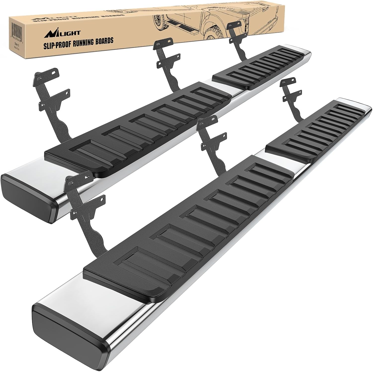 Nilight Running Boards for 2015-2026 Ford F-150 SuperCrew Cab 2017 2018 2019 2020 2021 2022 2023 2024 2025 2026 Ford F250 F350 Super Duty Crew Cab 6 Inch Stainless Steel Bolt-on Side Step Nerf Bars