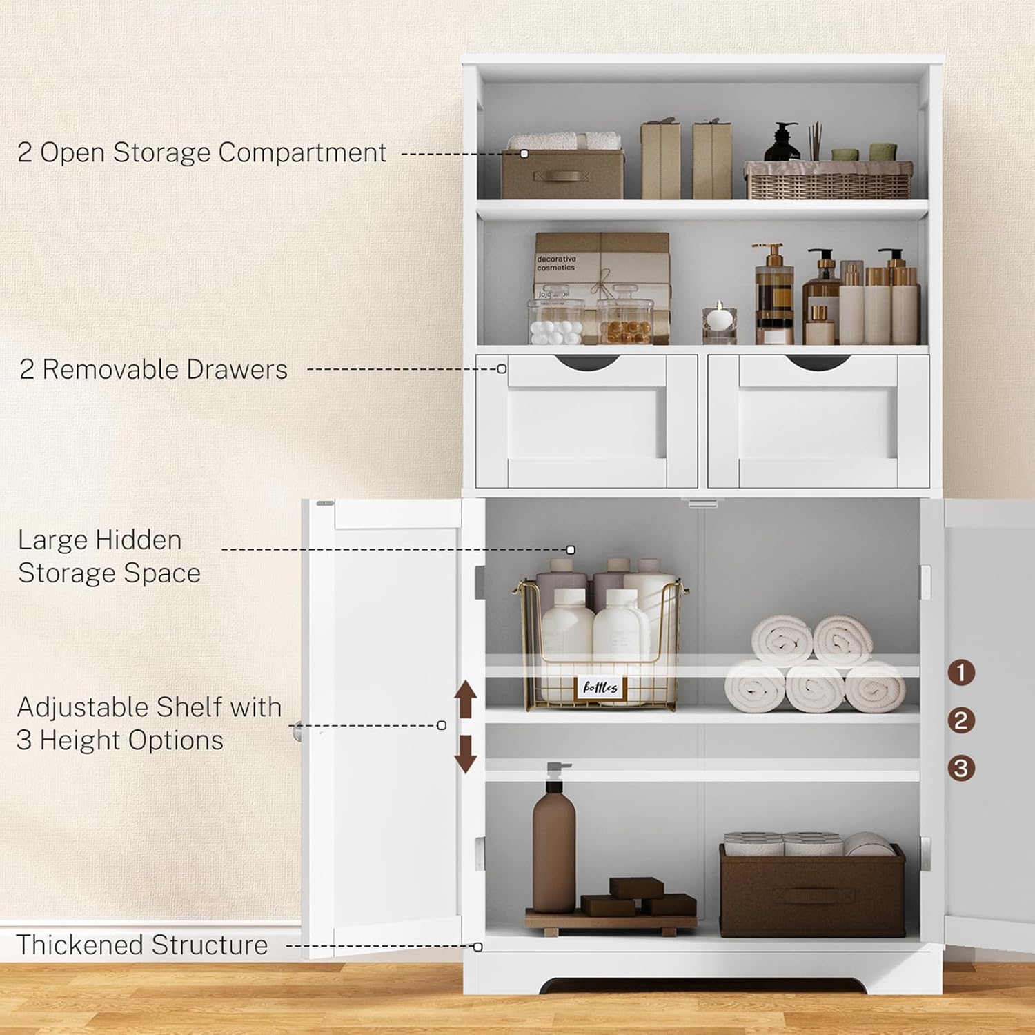 Multi-Level Bathroom Storage Cabinet