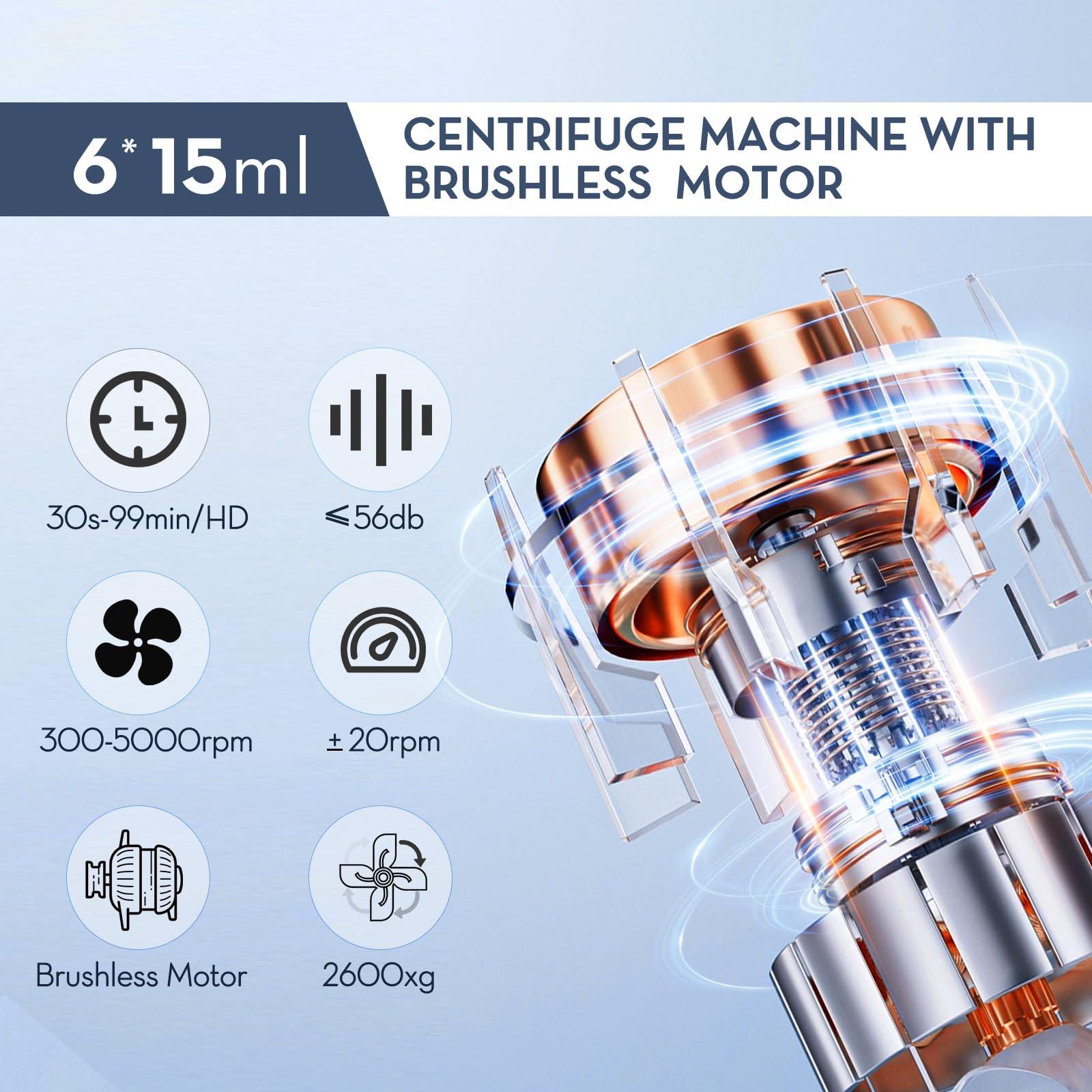 Centrifuga Laboratorio, 220V Centrifuga PRP Plasma 6x15mL/10mL/7mL/1.5-5ml, 300-5000rpm Max. 2600xg RCF per College del Laboratorio