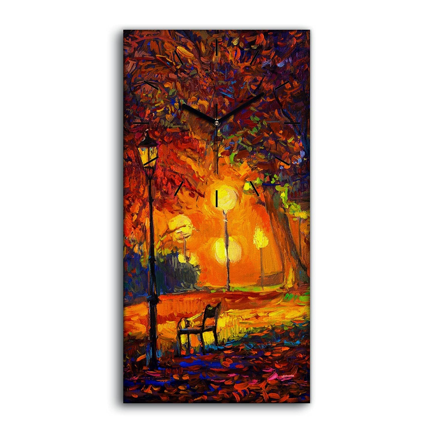Horloge sur Toile de Qualité Art Moderne avec Peinture d'Automne