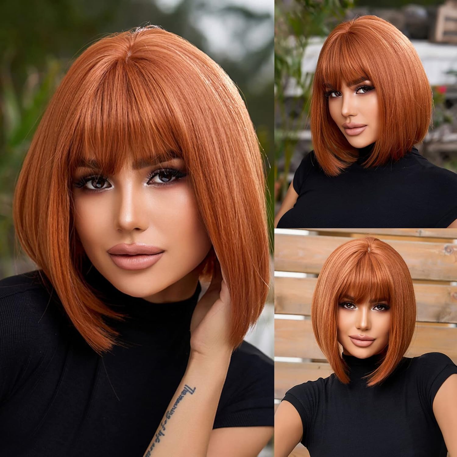 Fenspeed 12Inch Short Orange Wig for Women Short Straight