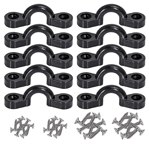 Almohadilla de kayak con bucles para cubierta de ojos con tornillos para lancha de aparejo de kayak (10 unidades, negro)