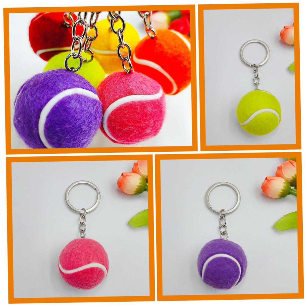 EXCEART 18piezas Llaveros De Tenis Miniaturas Clásicas Vibrantes Para Decorar Bolsos y Claves Recuerdos De Partidos Deportivos